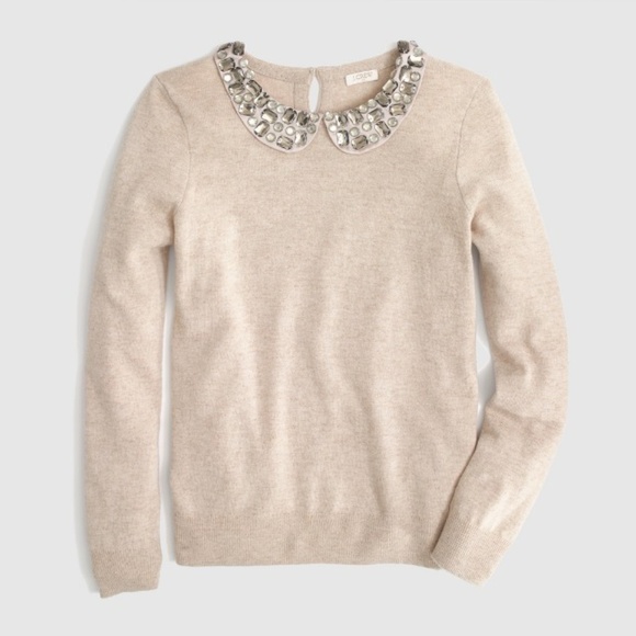 J. Crew Sweaters - NWT[J. Crew] jeweled Peter Pan collar sweater Sz L